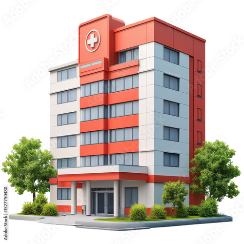 Modern Hospital Building Exterior Design Emergency Healthcare Facility on transparent background