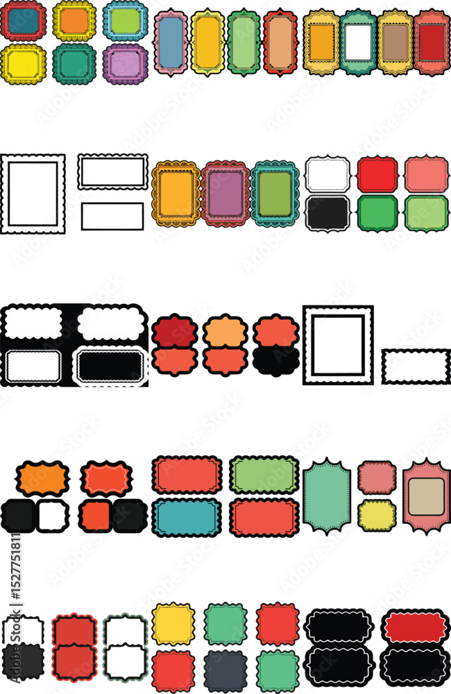 Obraz premium Assorted Empty Frame Shapes with Decorative Edges Illustration Design Element Collection
