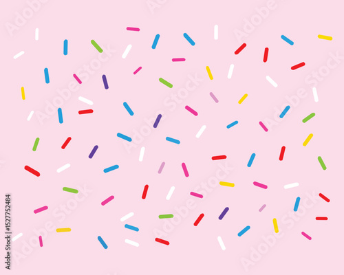 Colorful donut sprinkles seamless pattern. Pink candy cream background. Cake glaze  overlay for decorative banner, poster, template. Cupcake or ice cream topping texture. Vector wallpaper