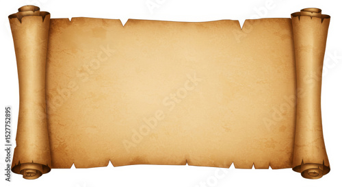 Ancient Scroll Parchment Paper - Blank aged parchment scroll, perfect for adding text or design. Ideal for historical, fantasy, or medieval themed projects