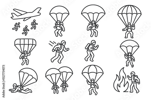 Parachuting sequence outline: skydivers’ journey