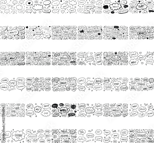 HandDrawn Speech Bubbles with Greetings Hello, OMG, and More Doodles Galore!