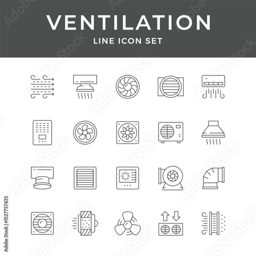 Ventilation Line Icon Set HVAC System Airflow Graphics for Design Projects