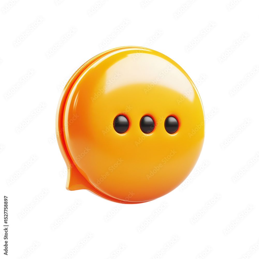 Fototapeta premium Chat Bubble Icon Glossy Orange Communication Design Element Message Symbol on transparent background