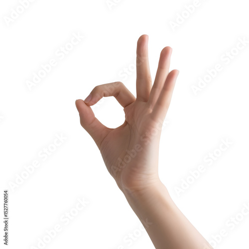 Realistic Female Hand Making OK Sign – Transparent PNG Isolated