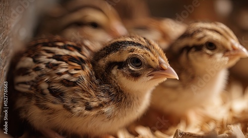 Adorable Baby Quails in Hay Nest