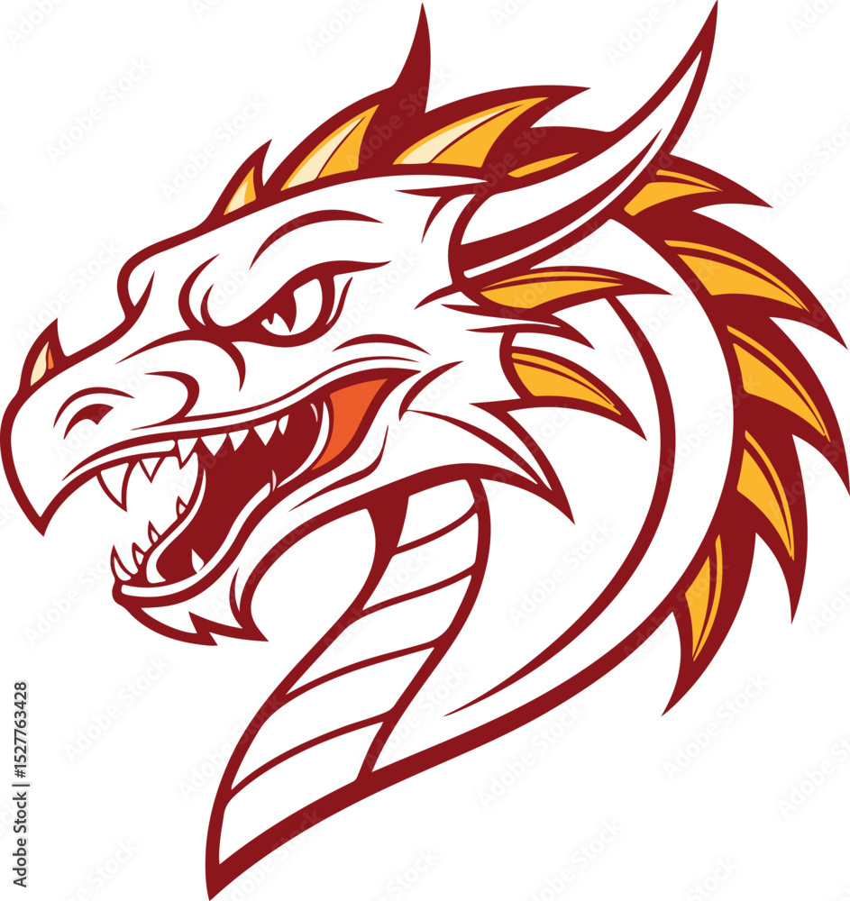 custom made wallpaper toronto digitalFierce red-orange dragon head with fiery symmetry for mascot or fantasy branding use