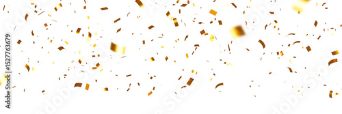 falling gold confetti and streamers seamless pattern on transparent background
