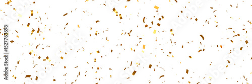 gold confetti and streamers seamless pattern floating isolated on transparent background
