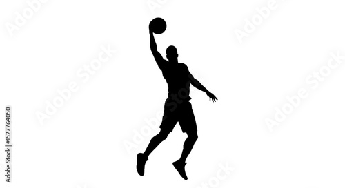 Basketball player silhouette performing a slam dunk
