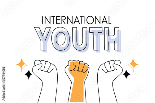International youth day design featuring raised hands in yellow
