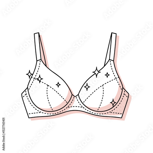 Elegant bra design with stars and dotted details on white background  