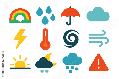 Colorful weather icons displaying various atmospheric conditions