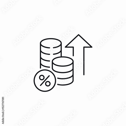 financial rise percentage icon sign vector