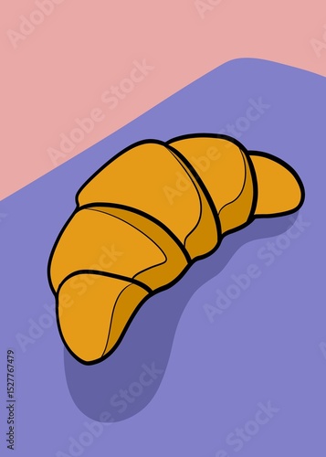 Croissant in cartoon, abstract style