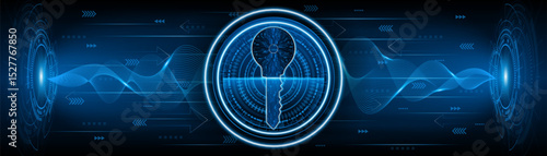 technology circuit board key icon. Cyber ​​data security and privacy concept. modern technology innovation concept background	