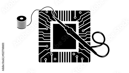 soldering wire symbol, black isolated silhouette