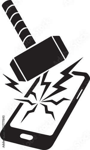 Hammer cracking a smartphone in half