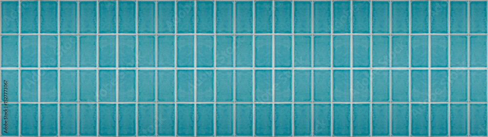 Fototapeta premium Turquoise aquamarine blue, texture of modern vintage retro wall tile, porcelain stoneware, glossy glazed tile slips - Tiles background, seamless pattern