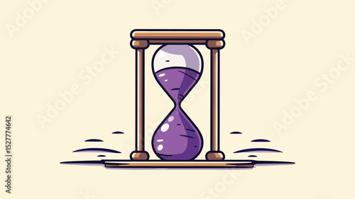 Vintage Hourglass with Flowing Sand on Abstract Background