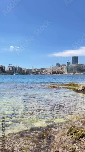 Idyllic St. Julian's Coastline with Clear Mediterranean Waters, Malta