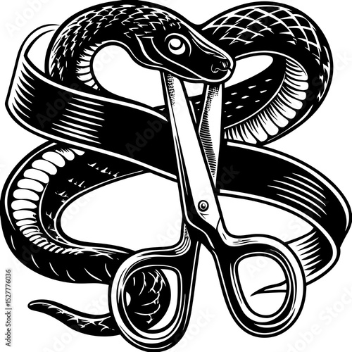 Linocut Snake Ribbon Cut – Severed Bonds Art