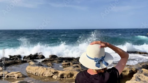 Powerful Waves Crashing on Sliema's Rugged Coastline, Malta