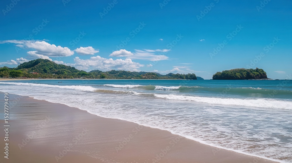 Obraz premium A beautiful beach showcases sand waves and scenic blue skies