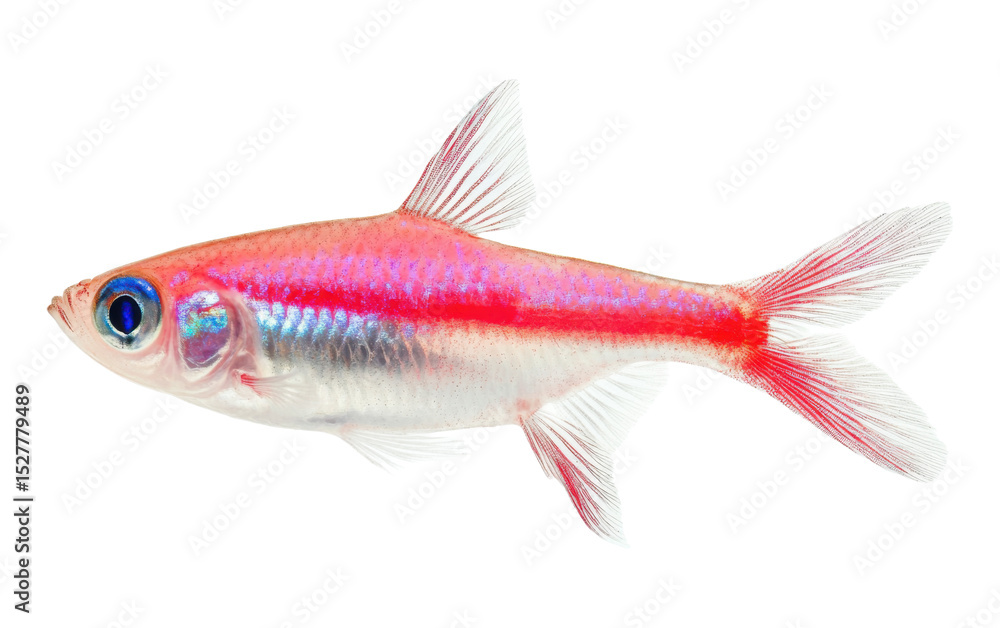 Fish with a blue eye and red and white stripes Fish with a blue eye and red and white stripes