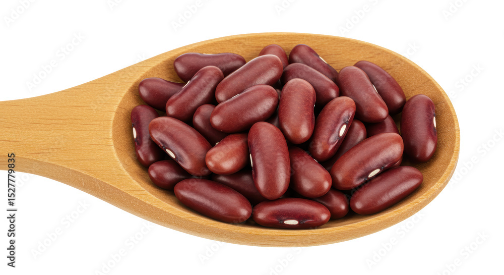 Isolated Red Kidney Beans in Wooden Spoon Isolated Red Kidney Beans in Wooden Spoon