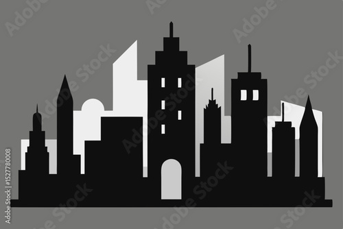Urban Skyline Silhouette Cityscape Vector Illustration