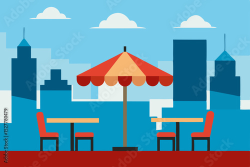 a rooftop caf overlooking the city