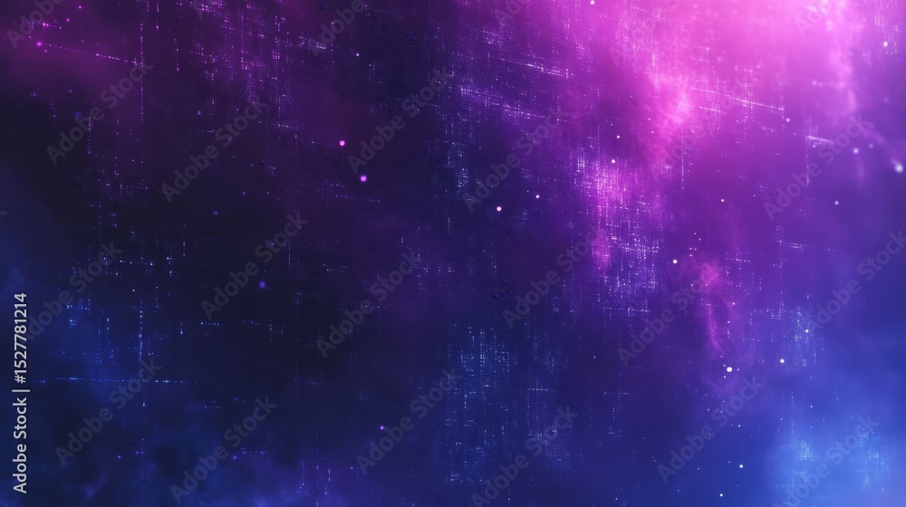 Naklejka premium Ethereal Digital Space with Flowing Data and Glowing Blue and Purple Particles in Motion