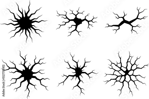Flat vector six types of earthquake cracks