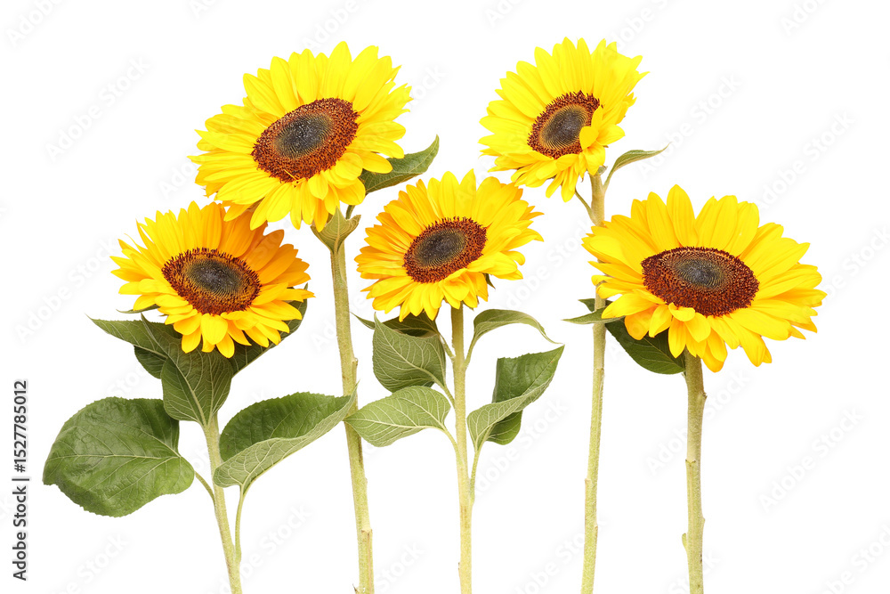 Fototapeta premium Beautiful sunflowers on white background