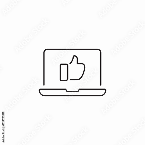 thumbs up laptop reaction icon sign vector