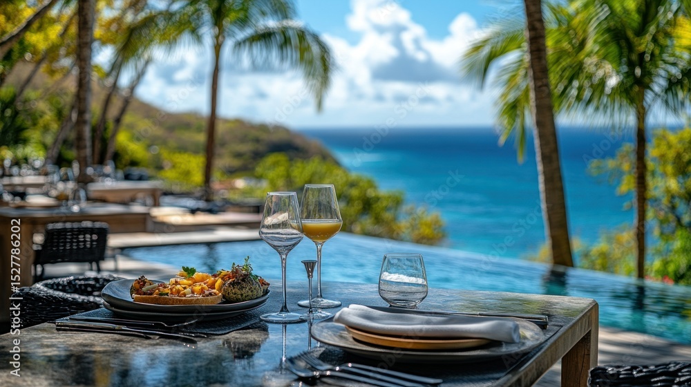 Obraz premium Tropical seaside dining experience