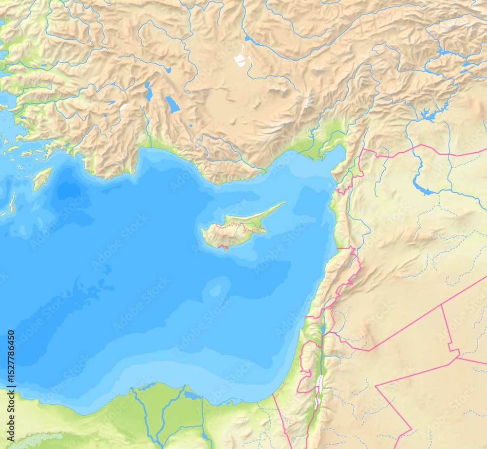 Fototapeta premium Map of Cyprus and surrounding countries without any labels