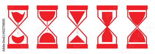 Minimalist hourglass icon symbolizing time management. Hourglass sand clock isolated vector illustration.