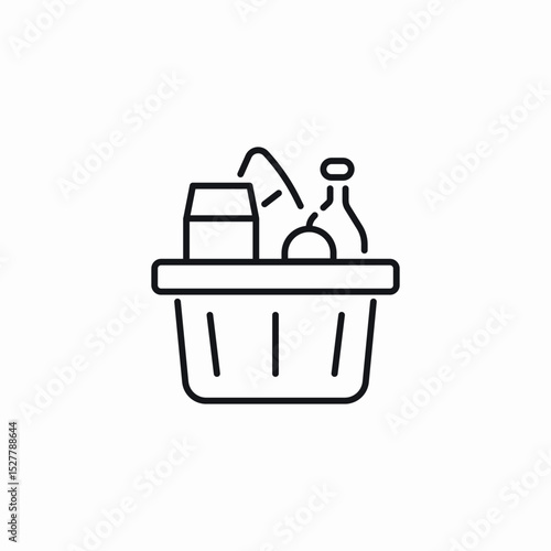 grocery shopping basket full icon sign vector