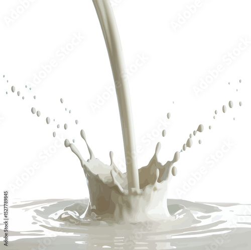 Creamy milk splashing into a bowl white background dairy product freshness advertising
