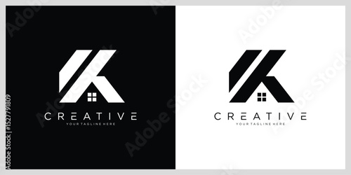 Initial K building logo vector
