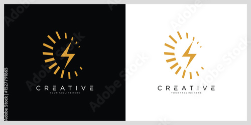 Flash thunder power icon, flash lightning bolt icon, Electric power icon symbol.