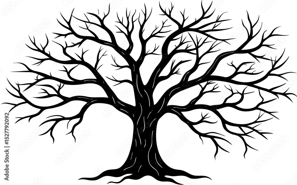 Obraz premium Bare winter tree silhouette illustration
