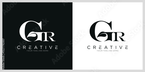 Initial Letter GR or RG typography logo design vector