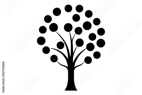 Simple black and white stylized tree illustration