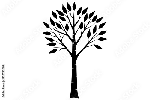 Simple black silhouette of a deciduous tree