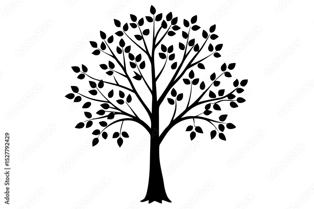 Obraz premium Simple black silhouette of a leafy tree