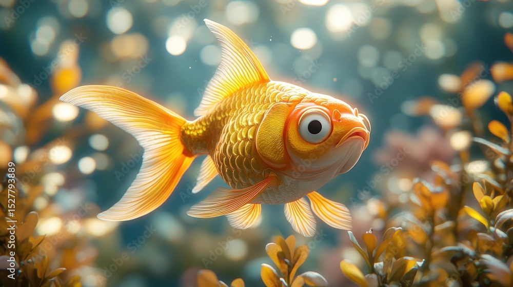 Obraz premium Golden fish in an aquatic environment