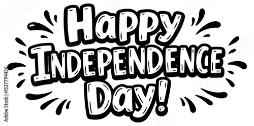 Happy Independence Day graphic design with text in bold. stylized font. featuring decorative elements. no specific demographic or location. A simple design element with celebratory intent.